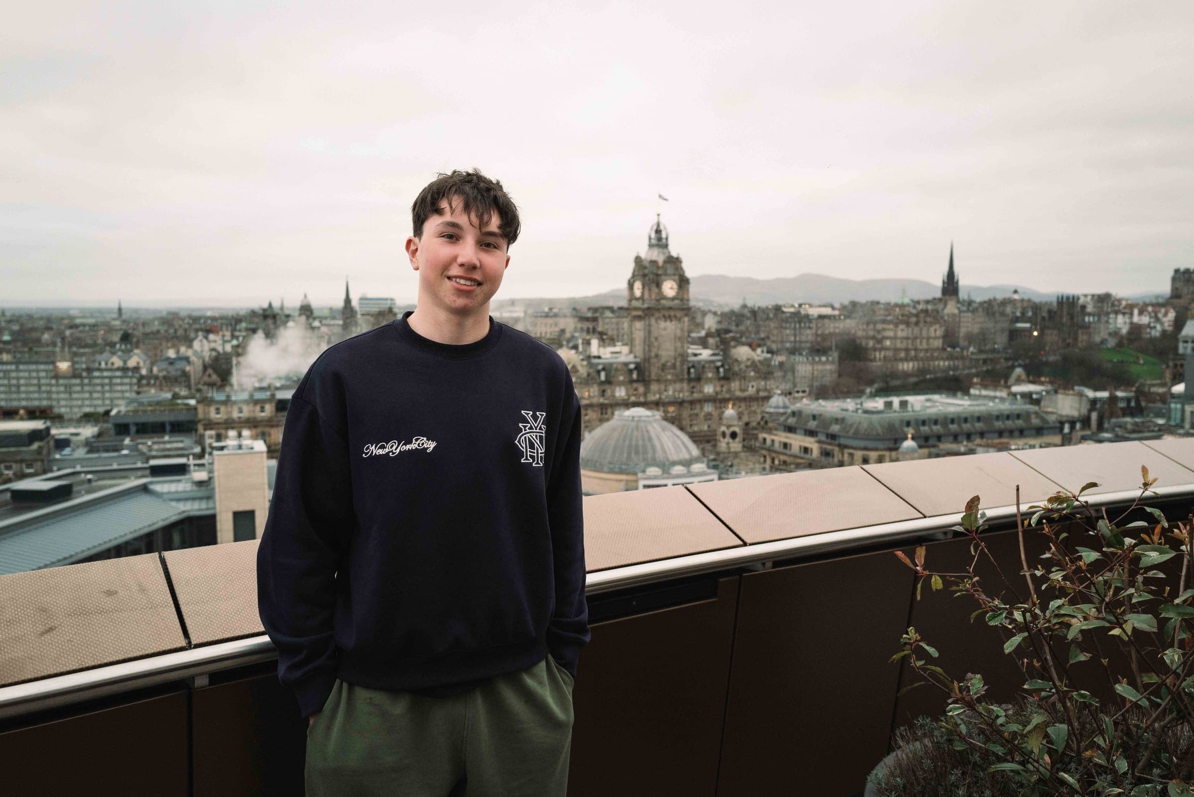 Louis-François Geoffrion on a rooftop above Edinburgh