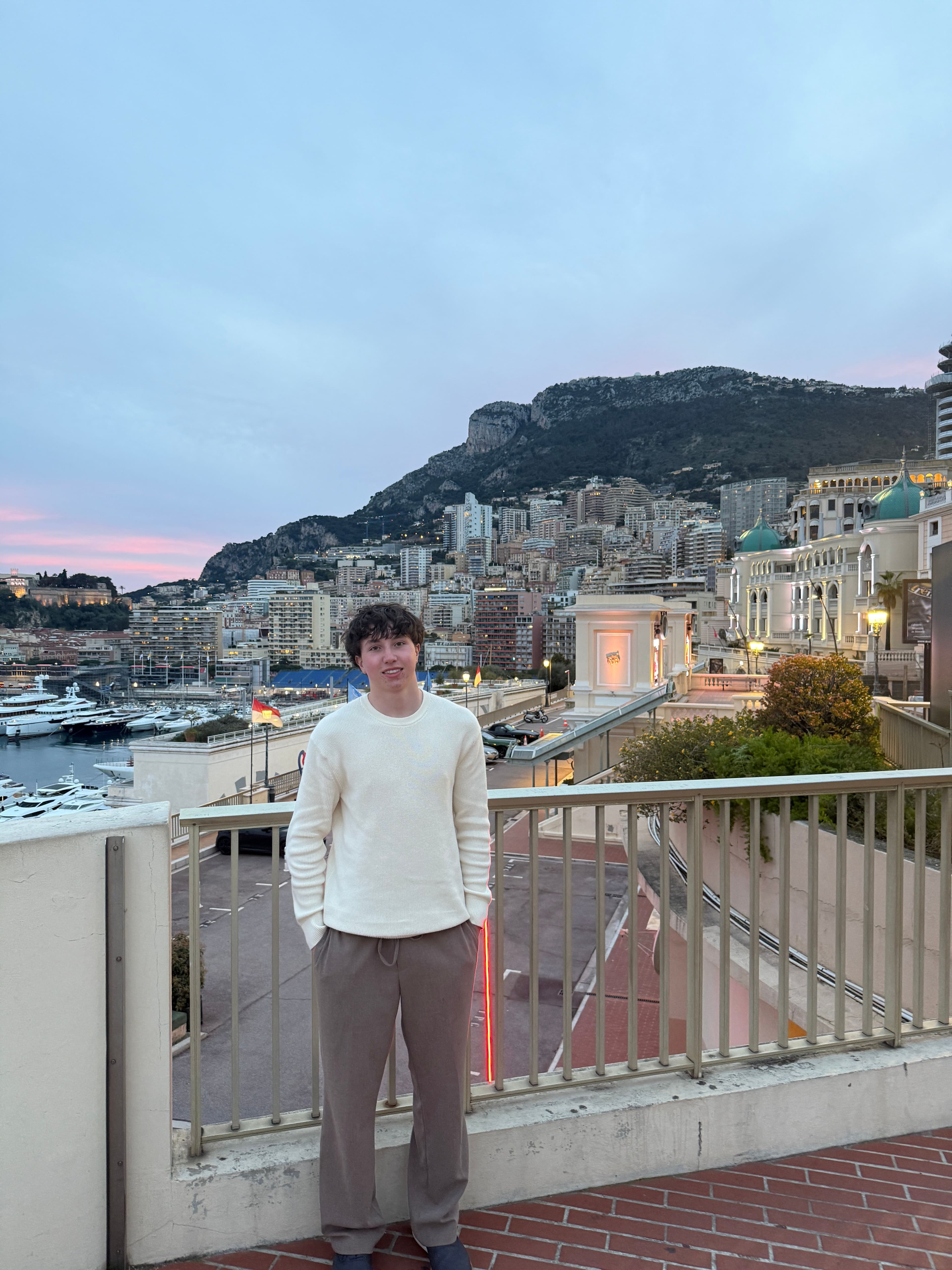 Louis-François Geoffrion above the harbor in Monte Carlo at dusk